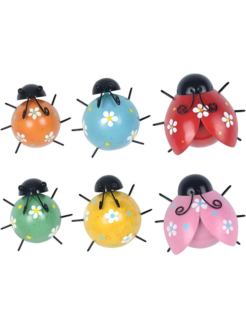 Metal Ladybugs Outdoor Wall Decor, 6 Pack Wall Art Garden Sculptures & Statues